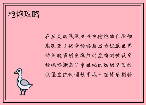 枪炮攻略